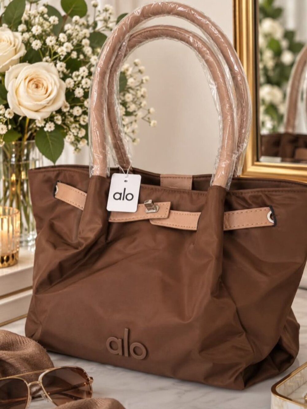 ALO Yoga Tote Bag in Taupe Brown